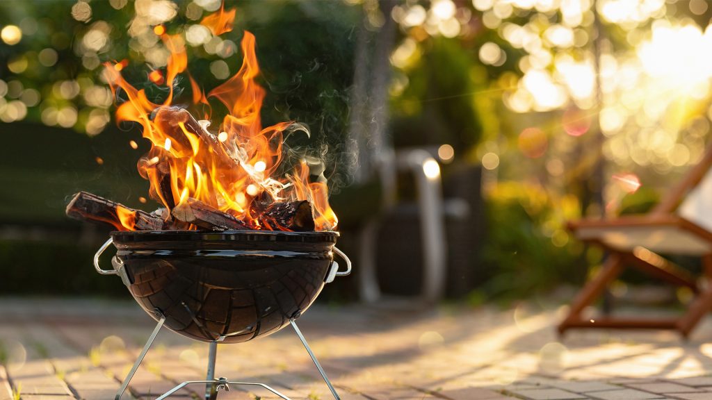 Barbecue Grill With Fire On Open Air