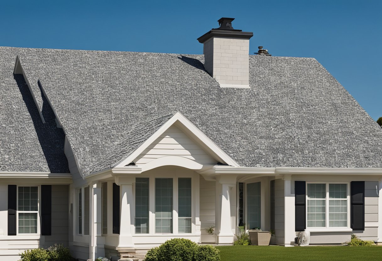 A house with asbestos shingle roof being measured and evaluated for vinyl siding installation